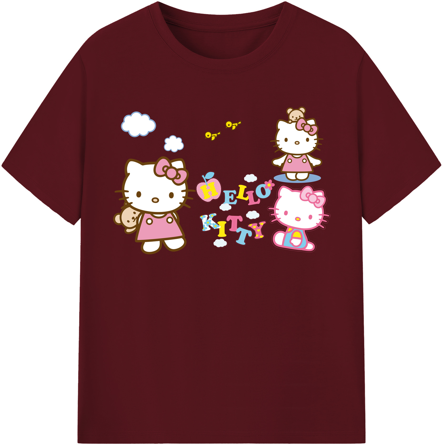 （画像用） Hello Kitty ハローキティ 綿100％半袖Tシャツ（フロントプリント）